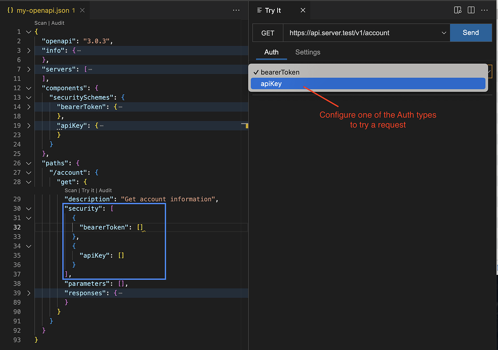 APIs with multiple auth schemes - 📖 OpenAPI - 42Crunch community